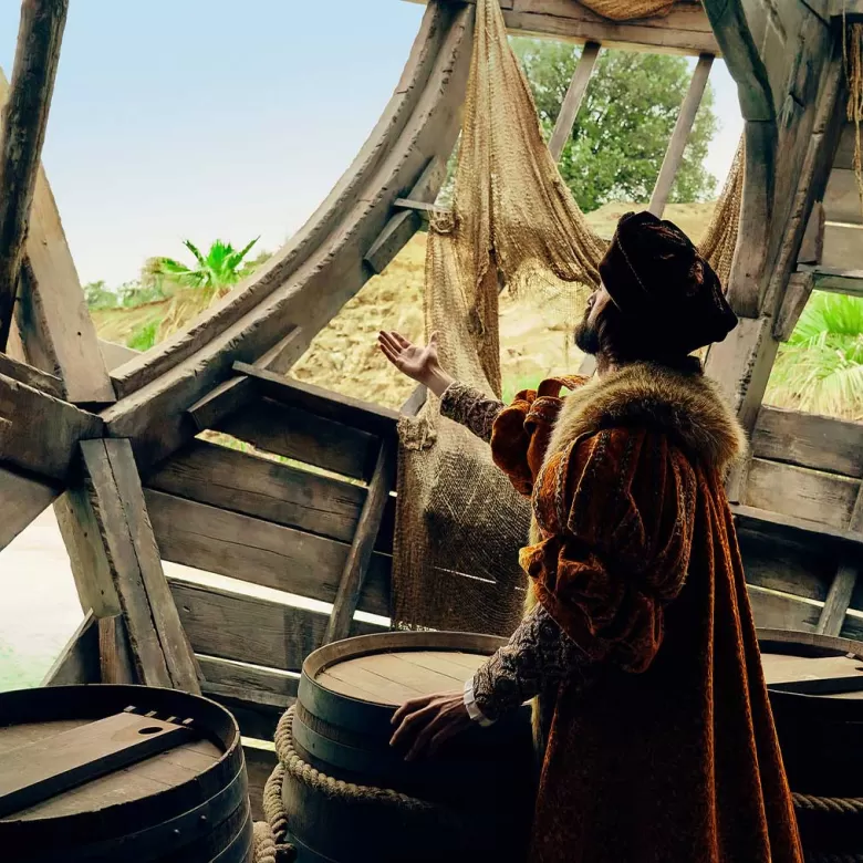 Cristobál Colón en el espectáculo Allende la Mar Océana