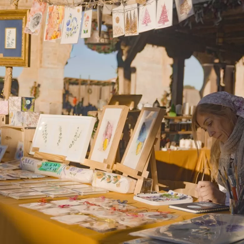 Ilustraciones y dibujos en el mercadillo navideño