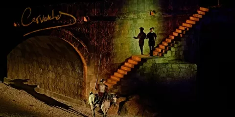 Caballero durante la escena del Siglo de Oro español