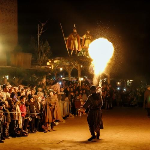 Cortejo Real de los Reyes Magos pasando por la puerta del Sol en Puy du Fou España